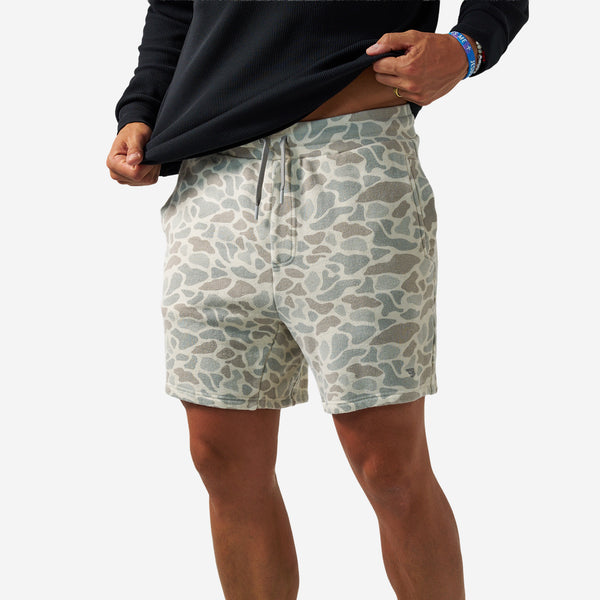 Vintage Wash French Terry Shorts in Classic Deer Camo