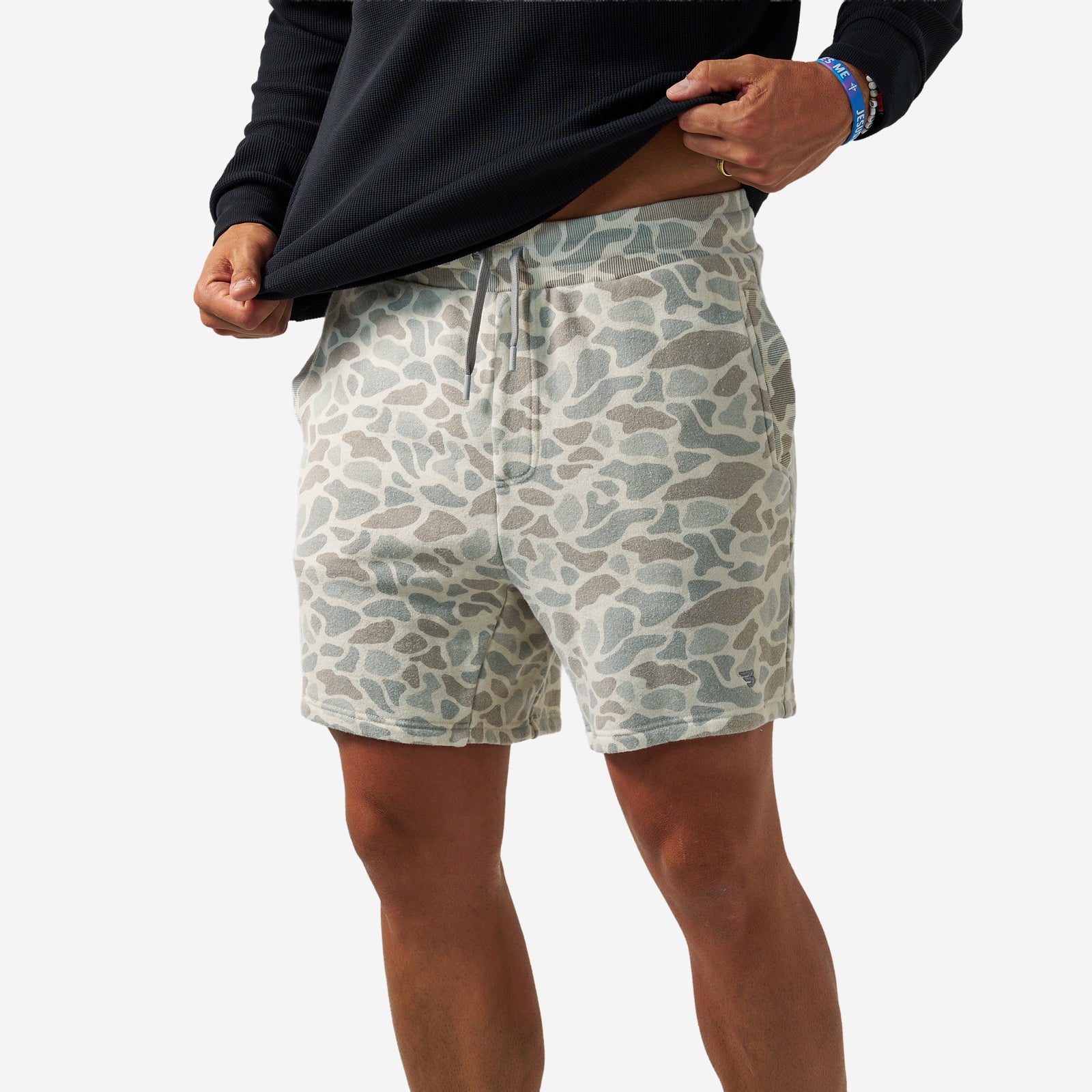 Vintage Wash French Terry Shorts in Classic Deer Camo