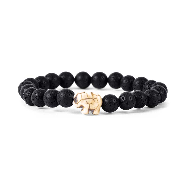 The Expedition Elephant Tracking Bracelet in Lava Stone