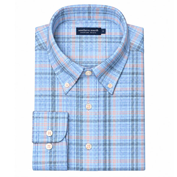 Aiken Windowpane Dress Shirt in Peach and Lilac