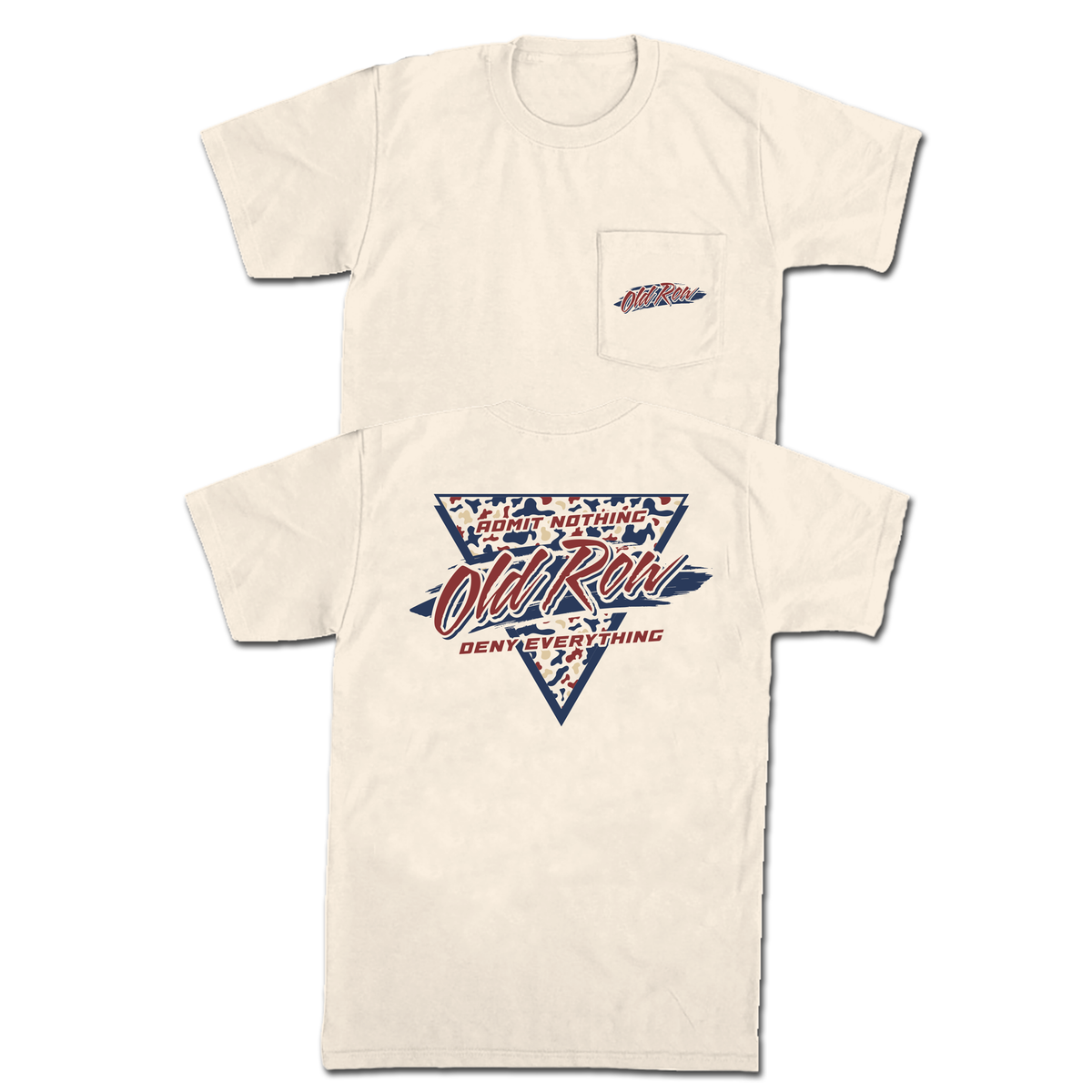 USA Camo Retro Triangle Logo Short Sleeve T-Shirt in Ivory