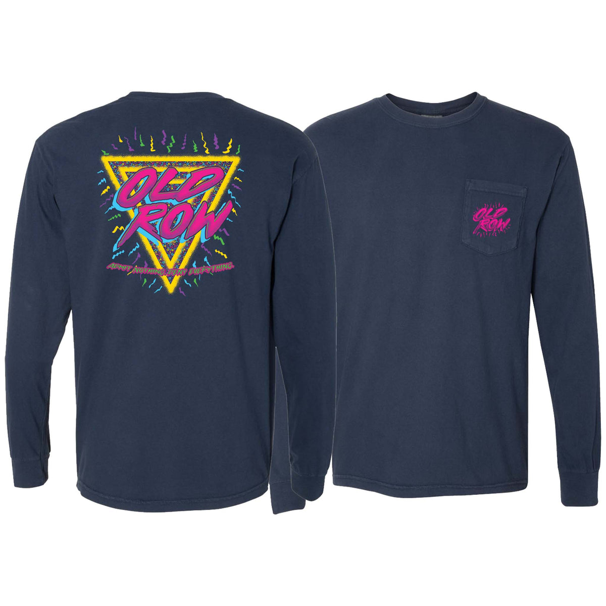 Old Row 90s Retro Triangle Long Sleeve T-Shirt in True Navy