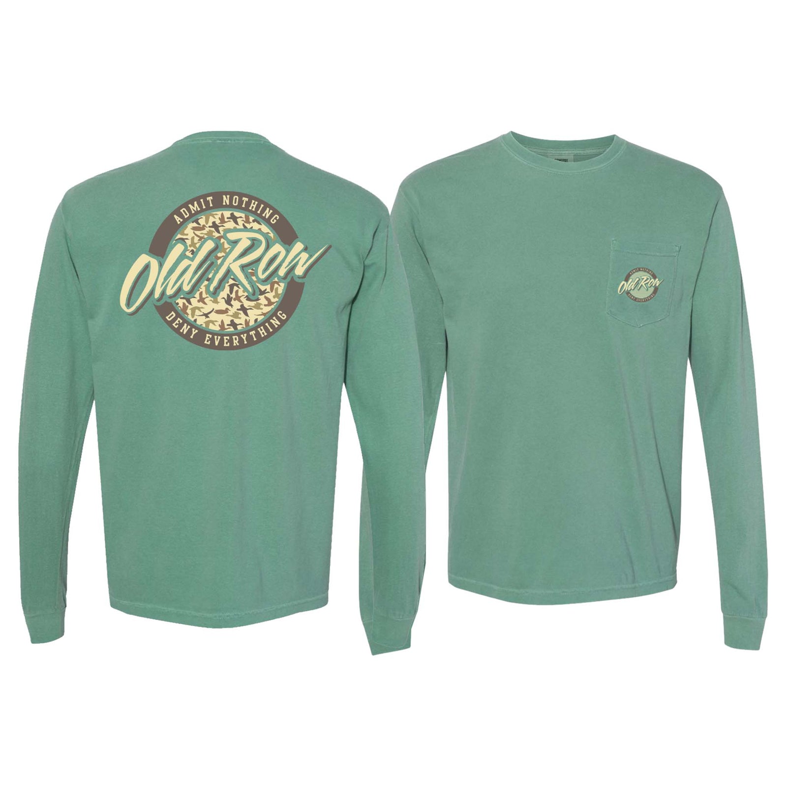 old row Duck Camo Logo Long Sleeve T-Shirt in Light Green