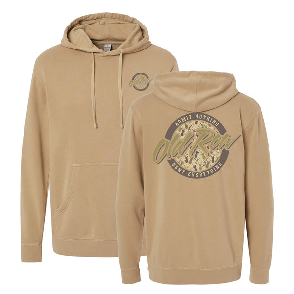 Deer Camo Logo Pigment Dyed Hoodie in Sandstone
