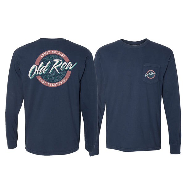 Midnight Circle Logo Long Sleeve Pocket T-Shirt in Navy