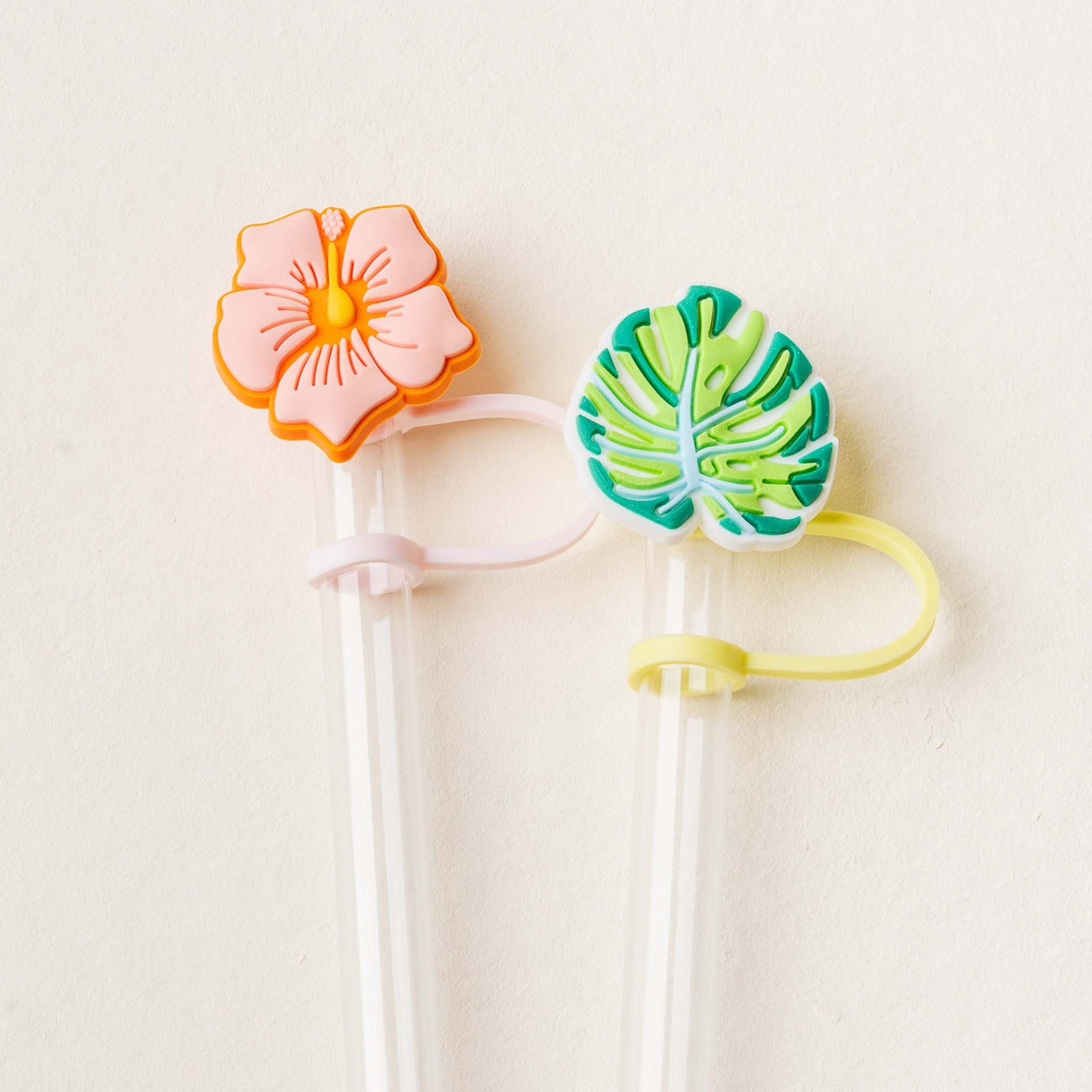 Tropical Hibiscus Straw Topper Set