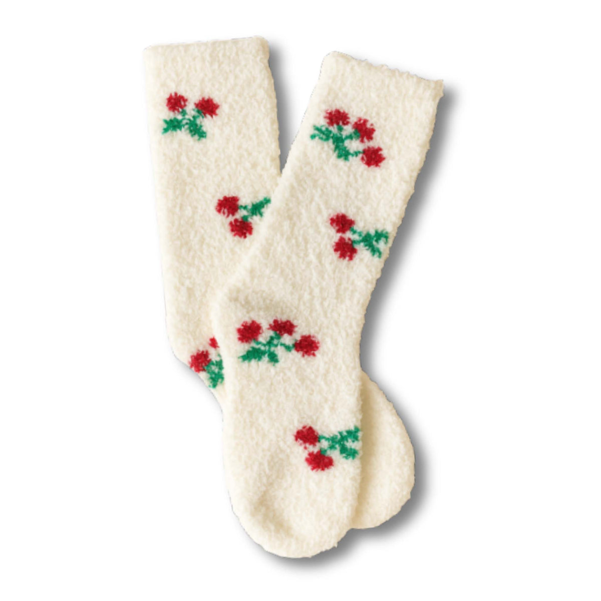 Off white Cozy Cherry Knit Socks by worn west