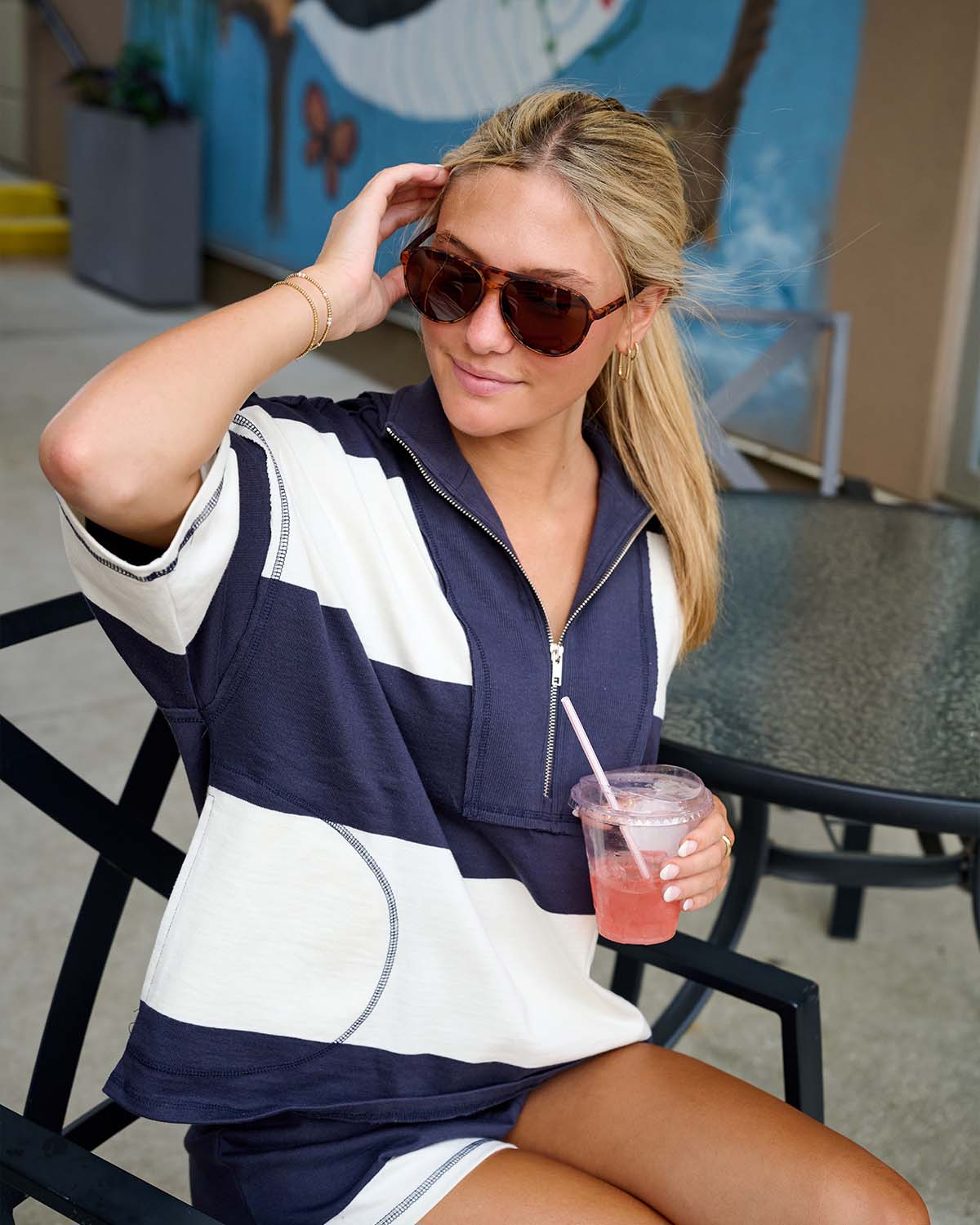 Pressbox UK Big Text Oversized Mock Neck Sweatshirt | Palmetto Moon