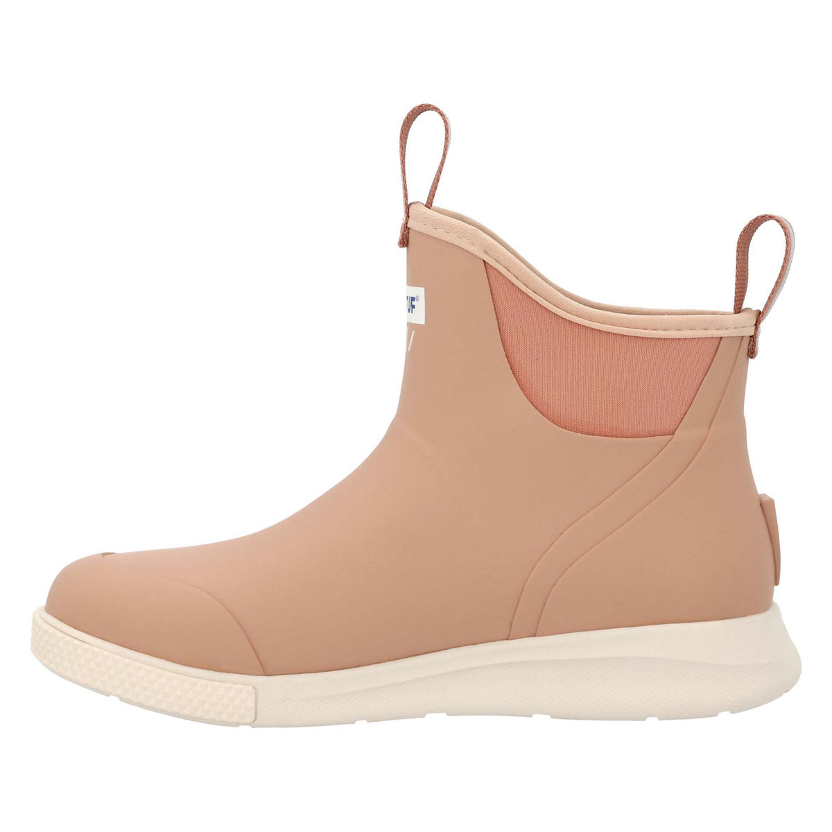 Women's Xtratuf ankle deck boot in cork side view. 