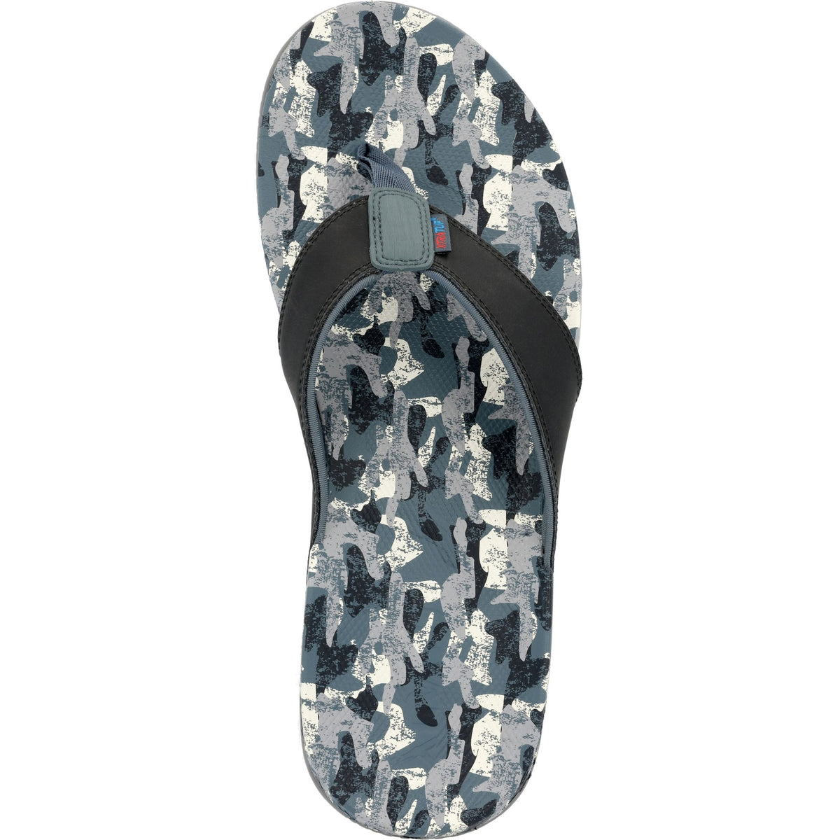 Men's xtratfu auna sandals in blue camo  top view.