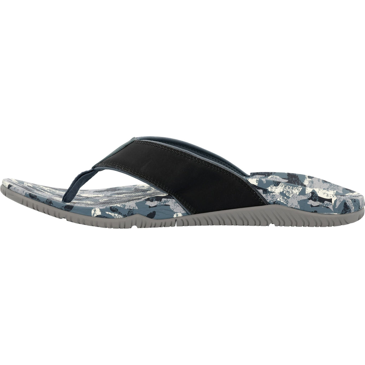 Men's xtratfu auna sandals in blue camo  side view.