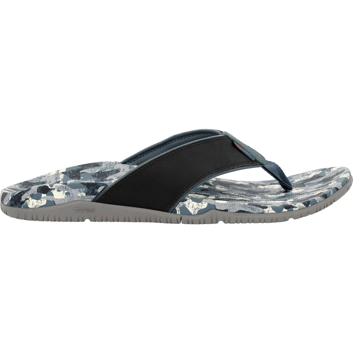 Men's xtratfu auna sandals in blue camo  side view.