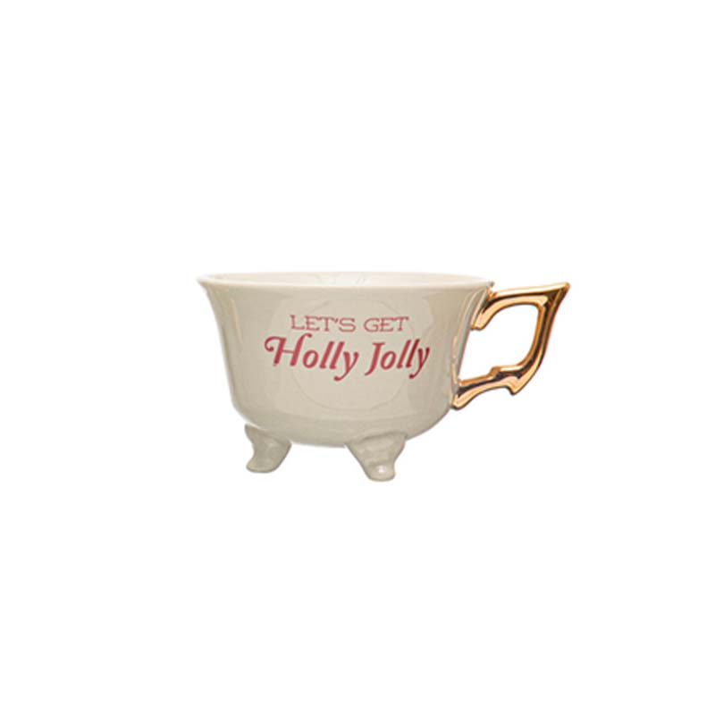 holly jolly tea cup