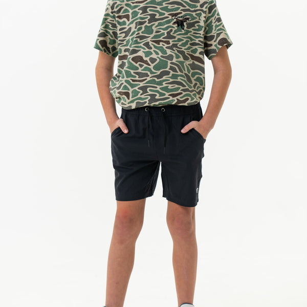 Youth Athletic Shorts in Heather Black