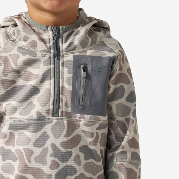 Youth Blaze Tech Half Zip in Classic Deer Camo