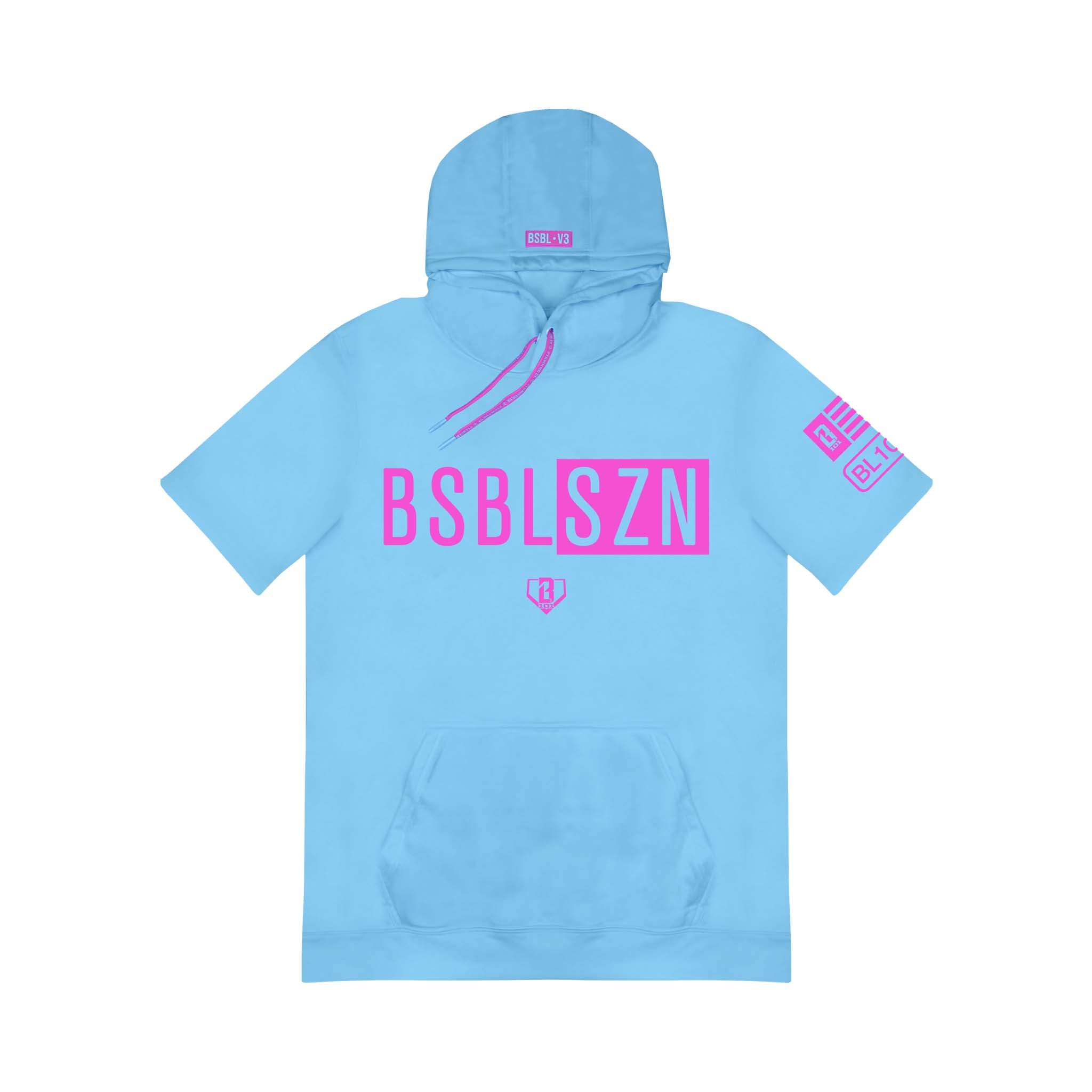 Baseball Lifestyle 101 Youth Cotton Candy Blue Short Sleeve Hoodie