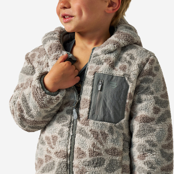 Youth Mountain Fleece Reversible Hooded Jacket in Classic Deer Camo
