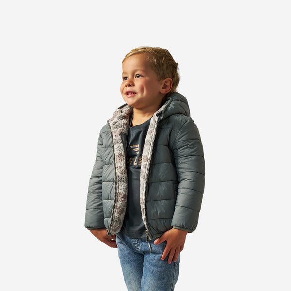Youth Mountain Fleece Reversible Hooded Jacket in Classic Deer Camo