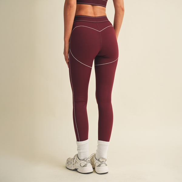 High Rise Contour Leggings in Burgundy