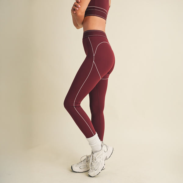 High Rise Contour Leggings in Burgundy