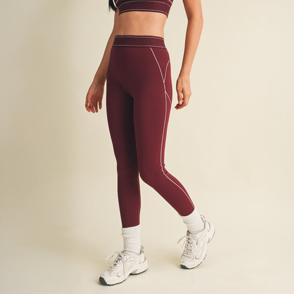 High Rise Contour Leggings in Burgundy