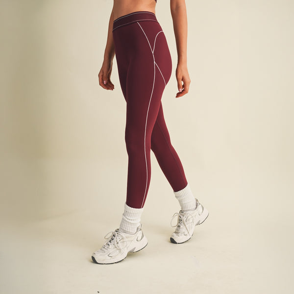 High Rise Contour Leggings in Burgundy