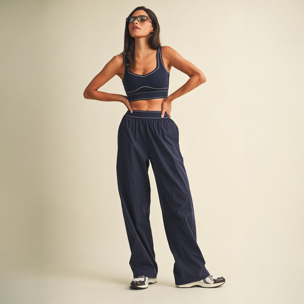 Relaxed Nylon Pants in Navy