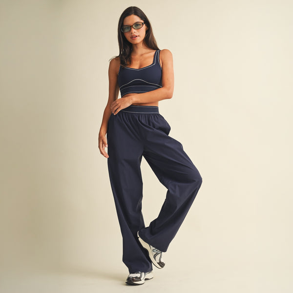 Relaxed Nylon Pants in Navy