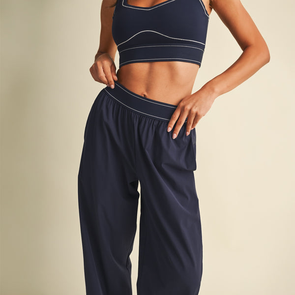 Relaxed Nylon Pants in Navy