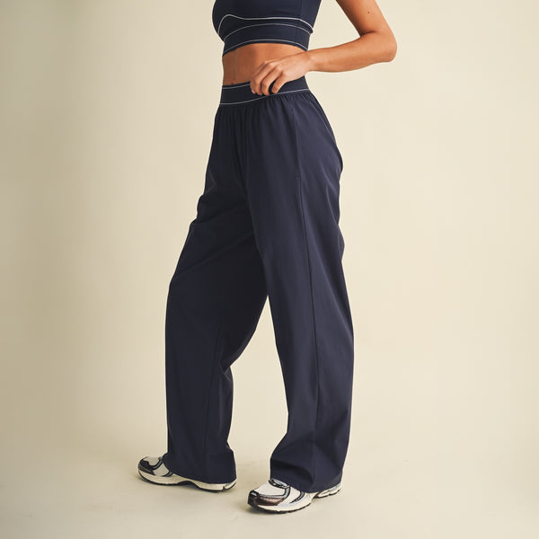 Relaxed Nylon Pants in Navy