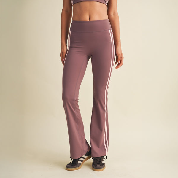 Side Stripe Flare Leggings in Mauve