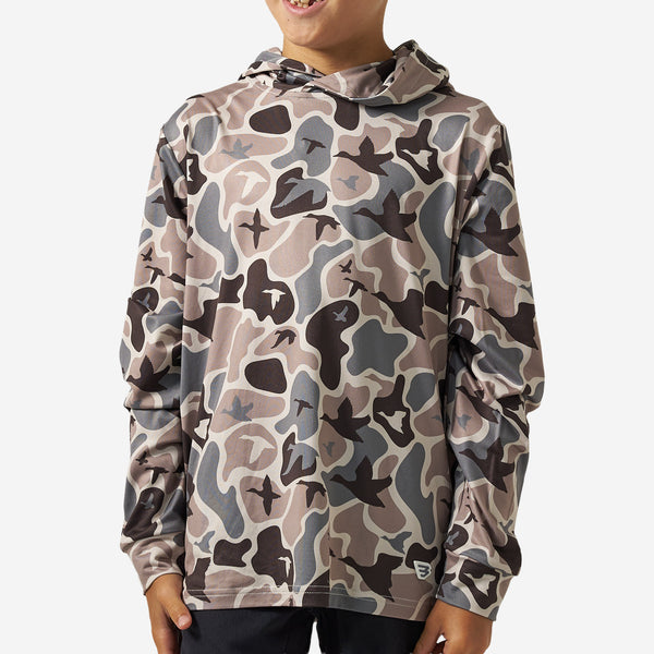 Youth Long Sleeve Performance Hoodie in Mallard Mayhem Camo