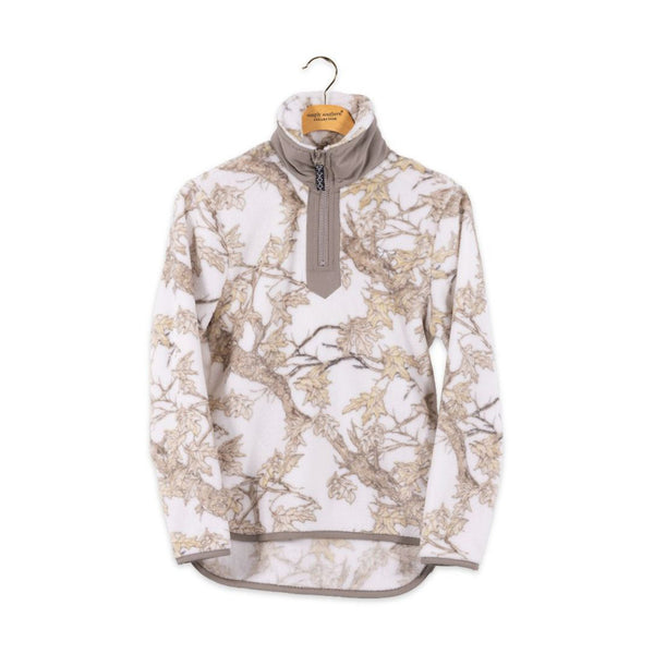 Youth White Camo Fleece Pullover