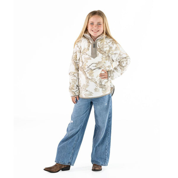 Youth White Camo Fleece Pullover