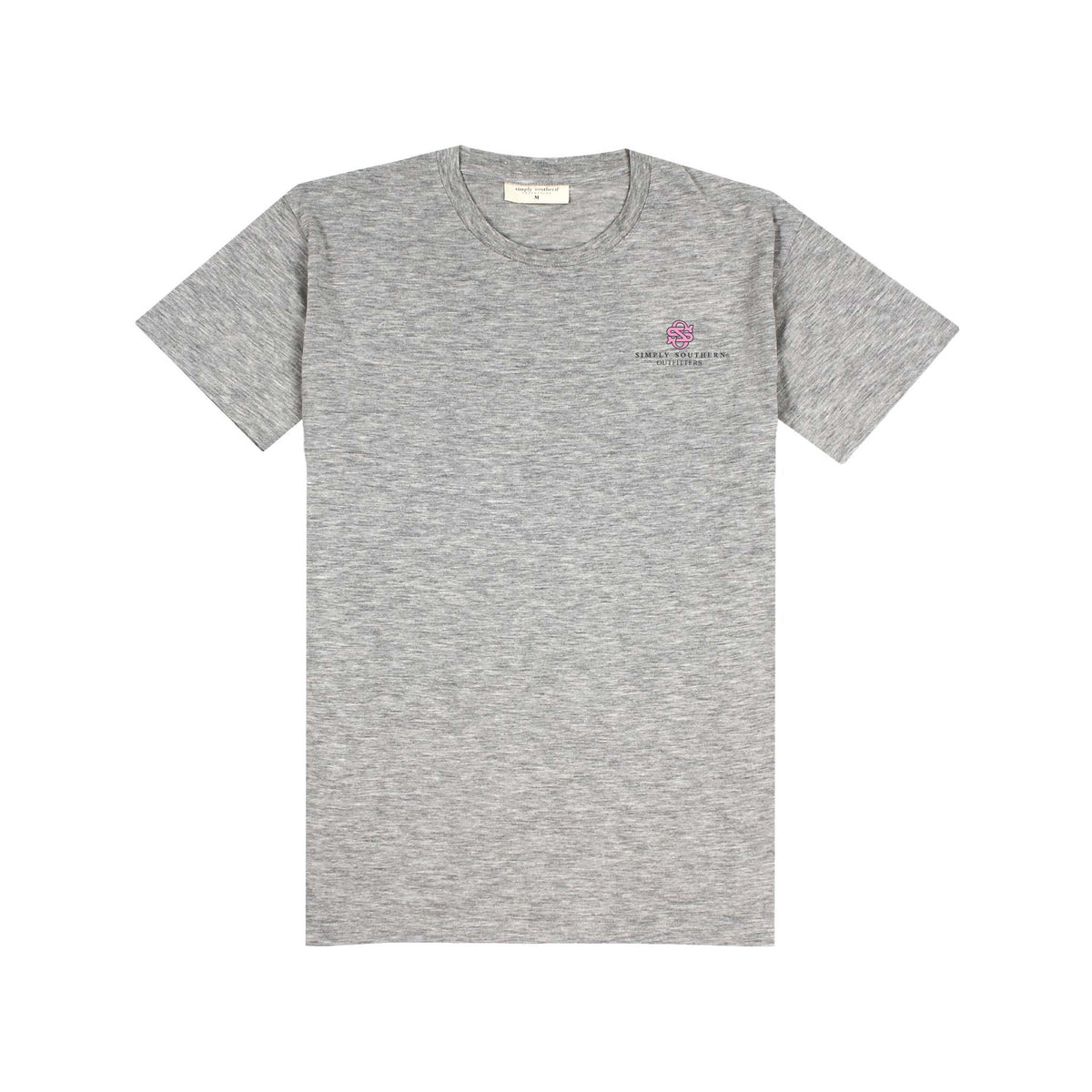 Storm Grey short sleeve shirt with a Simply Southern logo present on the front left chest.