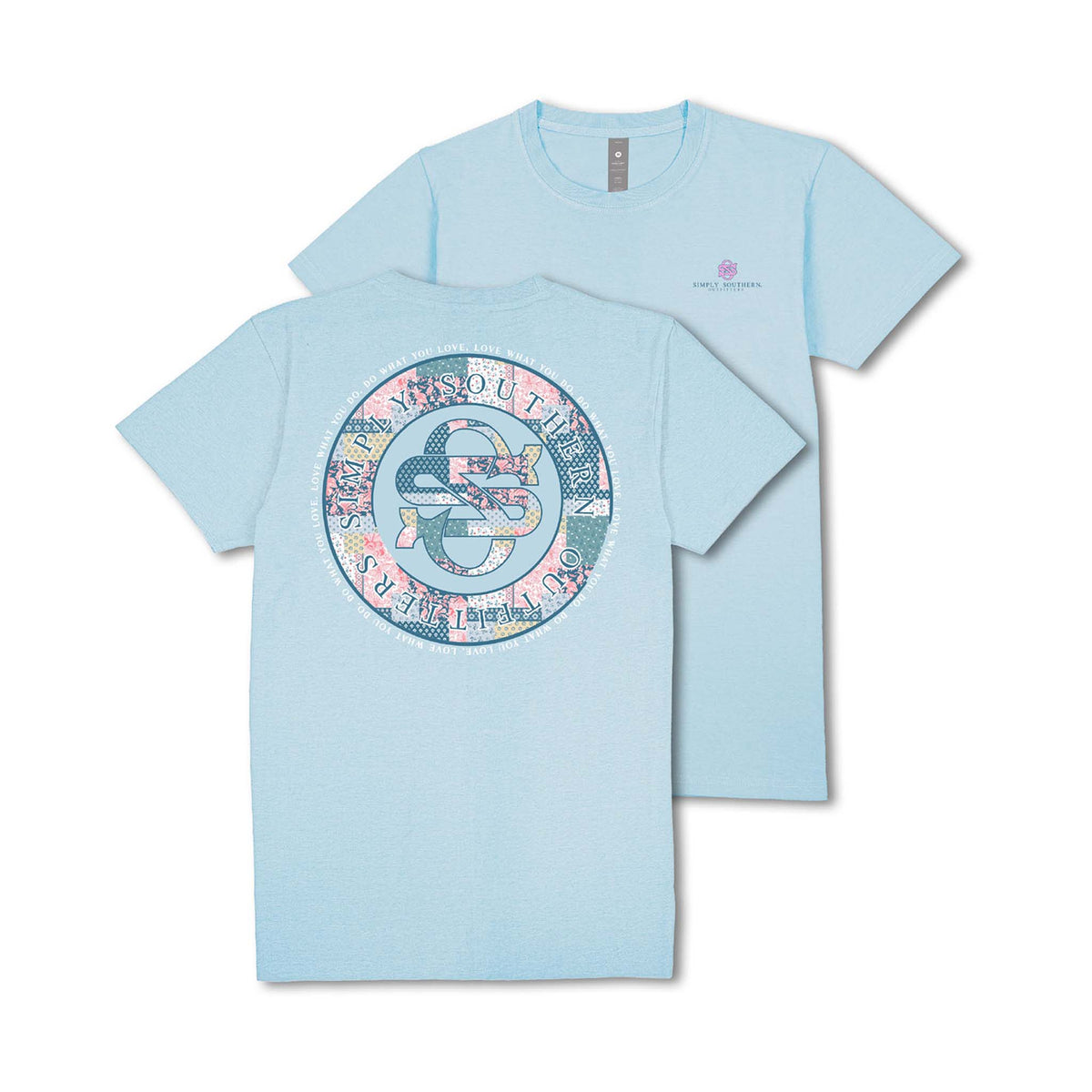 Youth Quilted Logo Short Sleeve T-Shirt in Ice Blue