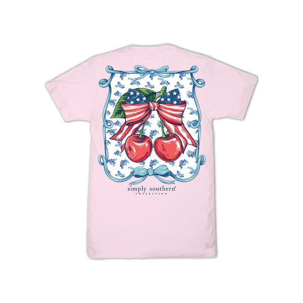 Youth USA Cherries and Bows Short Sleeve T-Shirt