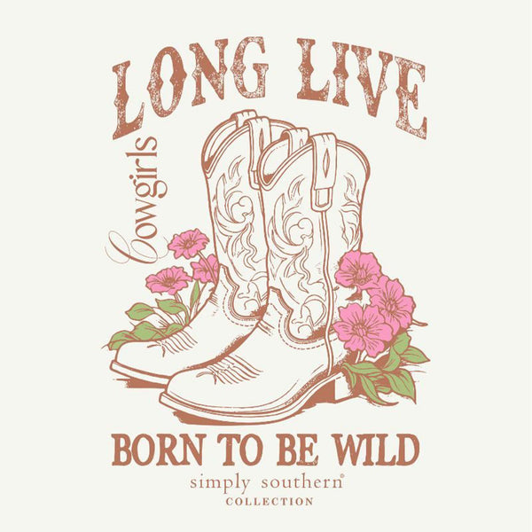 Simply Southern Youth Long Live Cowgirls Short Sleeve T-Shirt in oyster