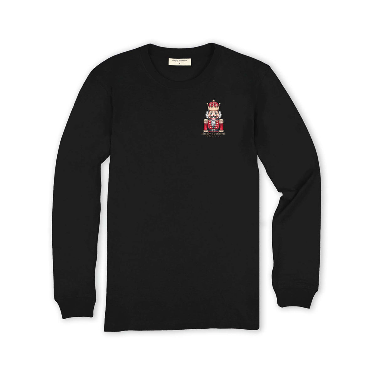 Youth Simply Southern black long sleeve t-shirt with a single nutcracker design on the front chest