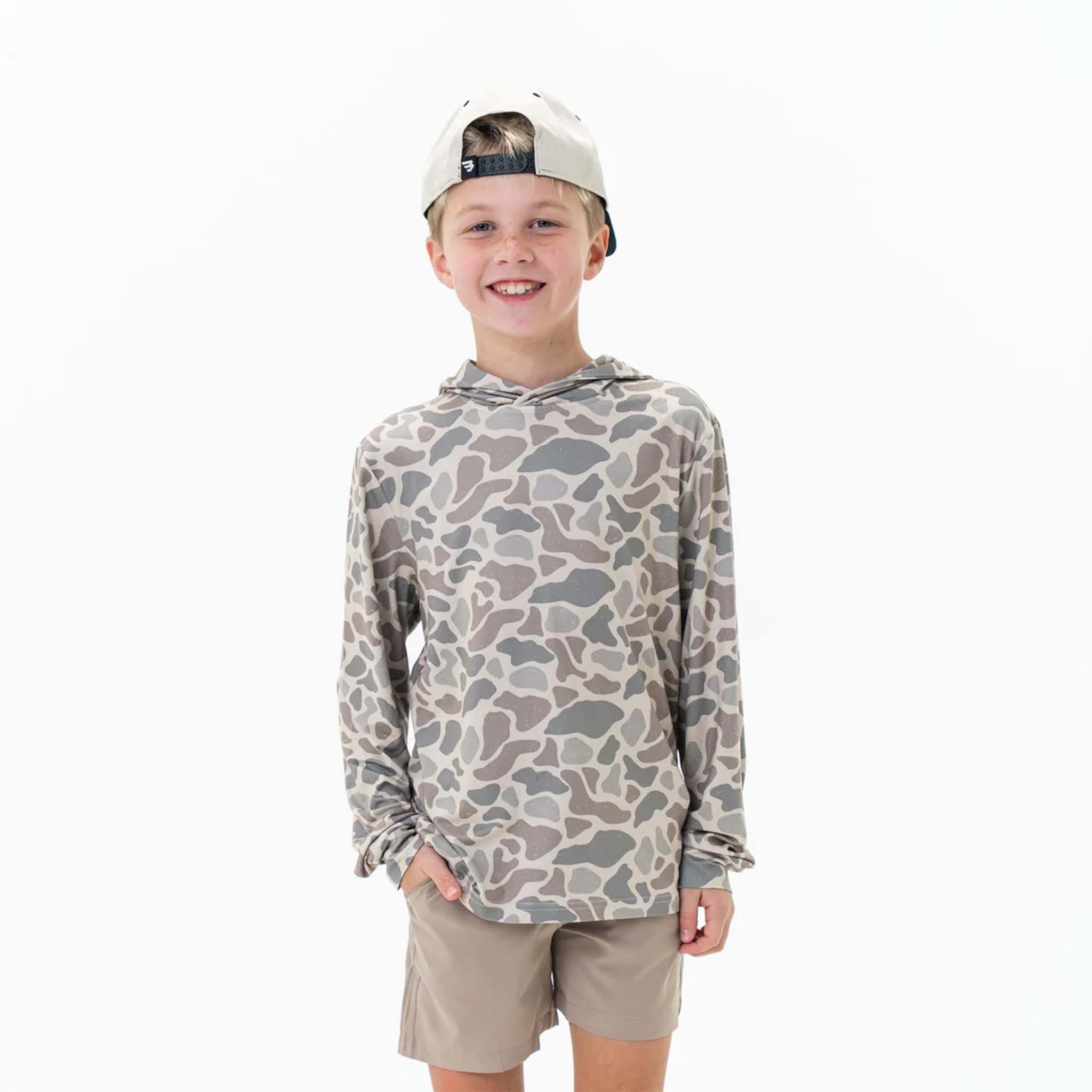 Burlebo Youth Performance Hoodie in Classic Deer Camo Palmetto Moon