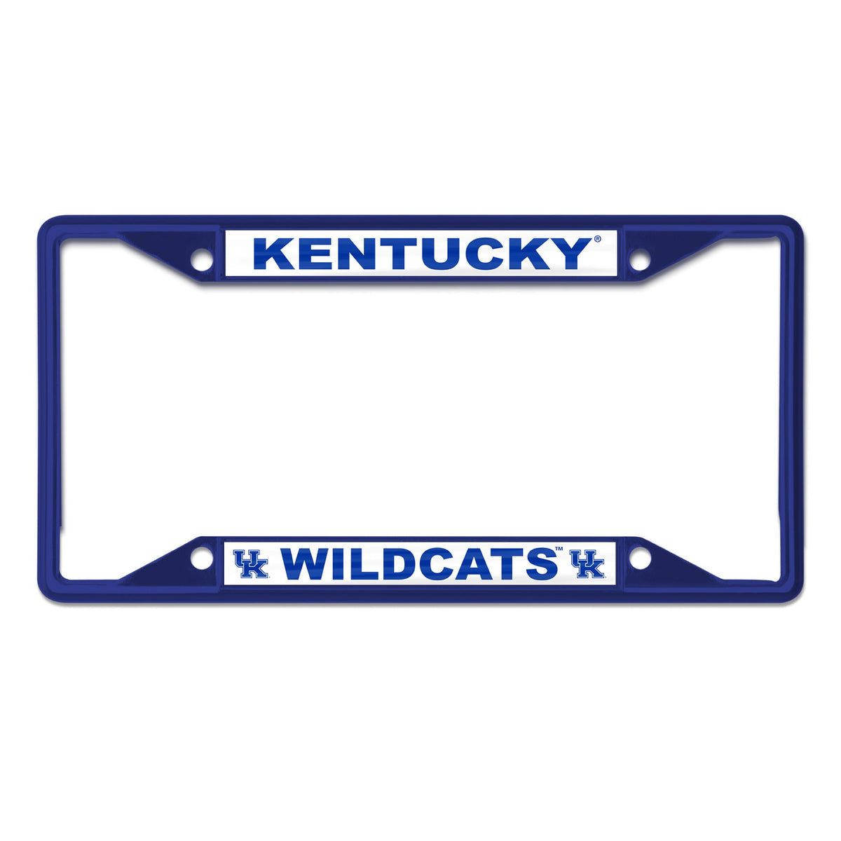 Blue Kentucky Wildcats license plate frame with “Kentucky” at the top and “Wildcats” with UK logos at the bottom.