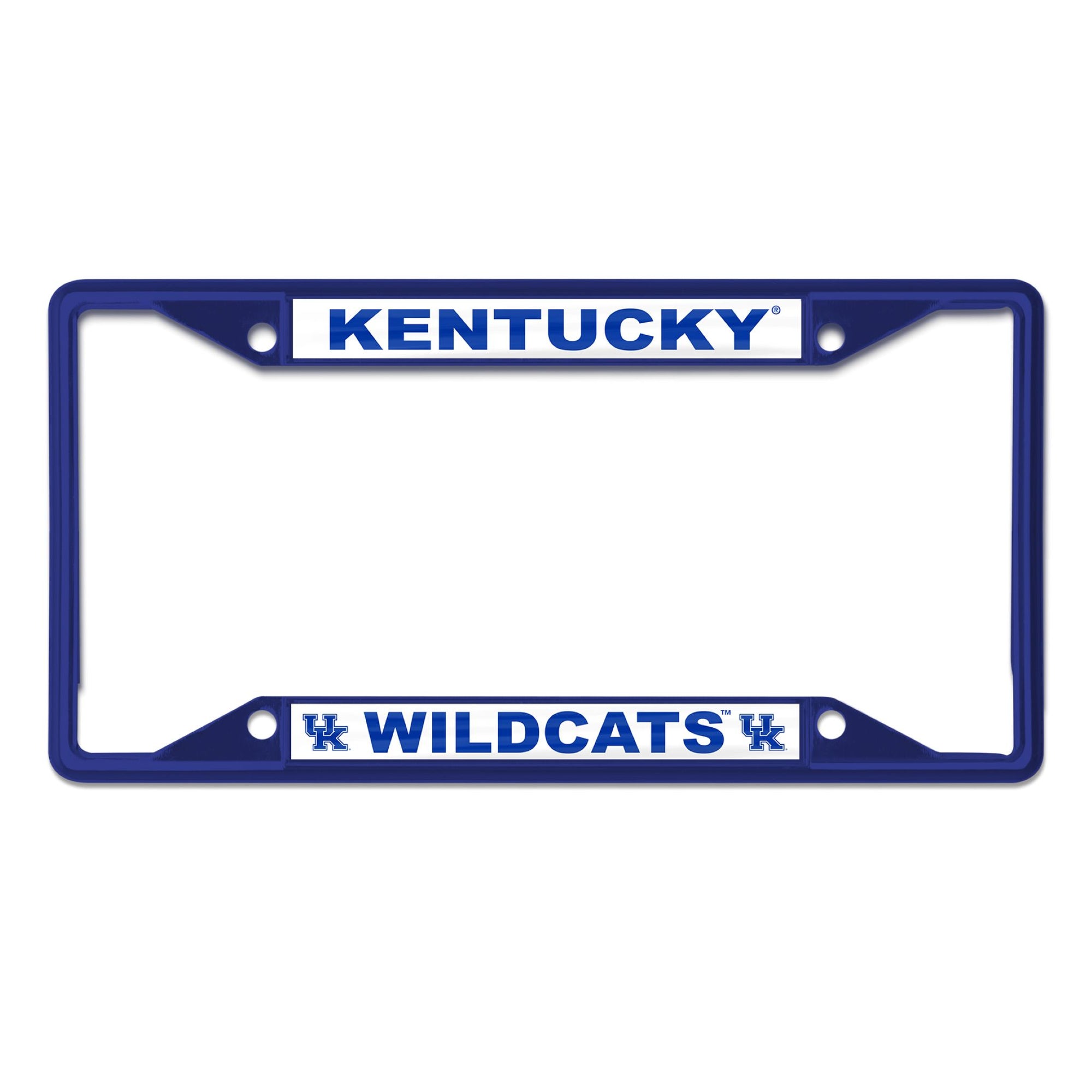 Blue Kentucky Wildcats license plate frame with “Kentucky” at the top and “Wildcats” with UK logos at the bottom.