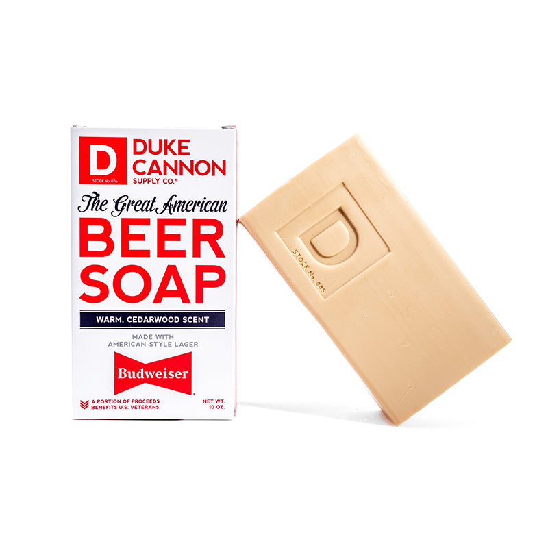 Duke Cannon Great American Soap Bar made with Budweiser