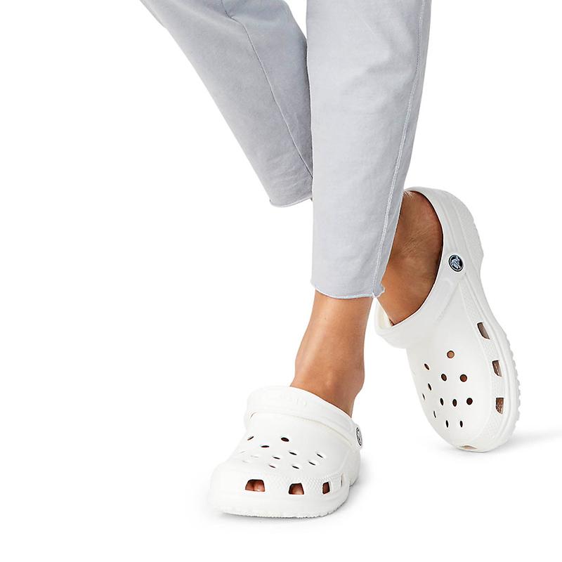 Adult Classic Clog in White being worn