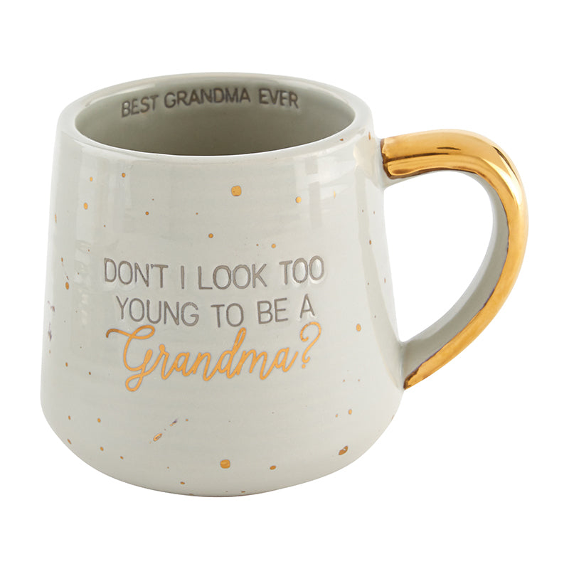 Best Grandma Ever Coffee Mug, white mug with gold handle