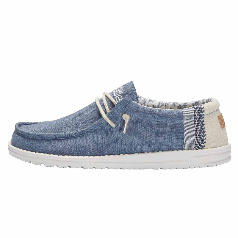 Men&#39;s Wally Linen Shoe in Natural Blue