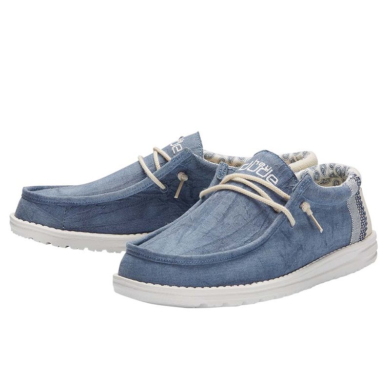 Men's Wally Linen Shoe in Natural Blue