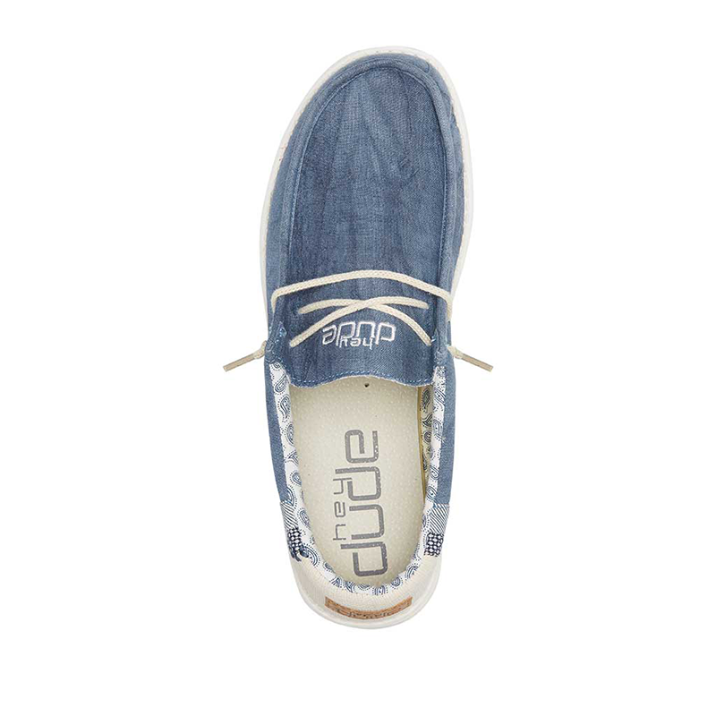 Men&#39;s Wally Linen Shoe in Natural Blue