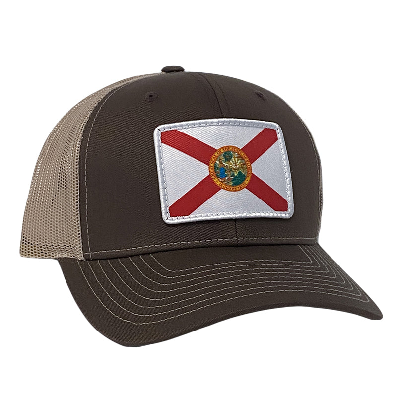 Florida Flag Patch Hat in Brown and Khaki