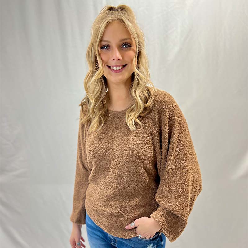 Long Sleeve Fuzzy Cocoon Top